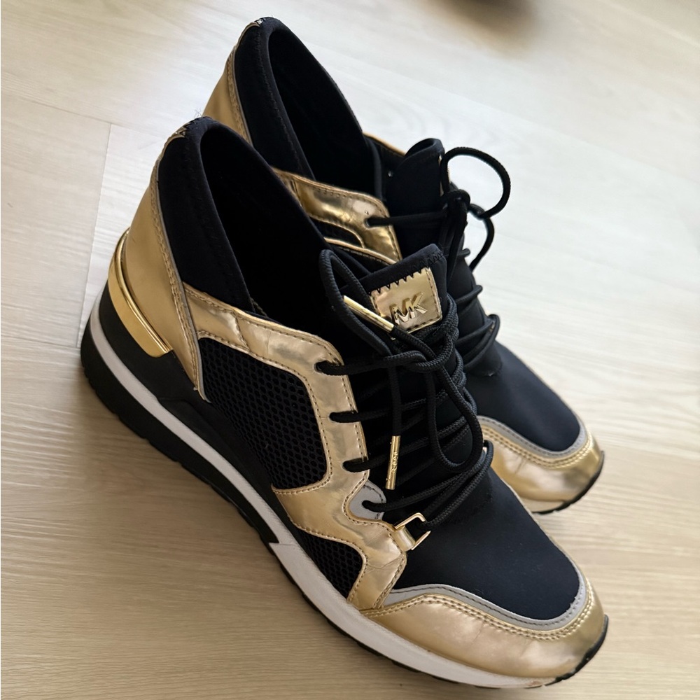 Michael Kors Black and Gold Women's Sneakers